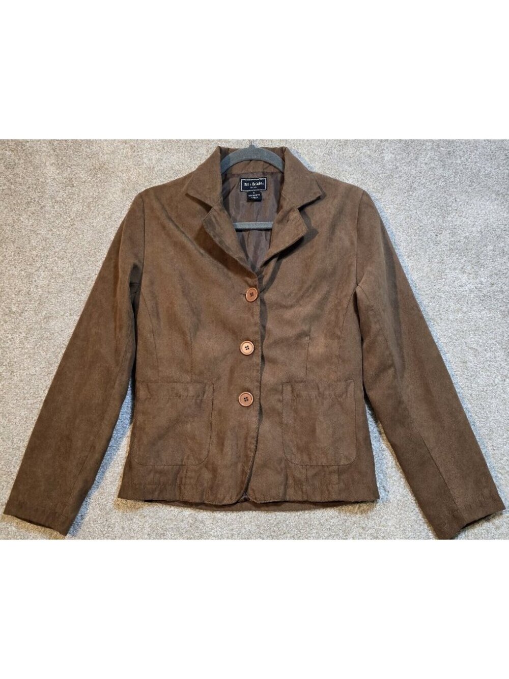 Bit & Bridle Faux Suede Jacket Saddle Brown Lined Western Boho Pockets Women's S